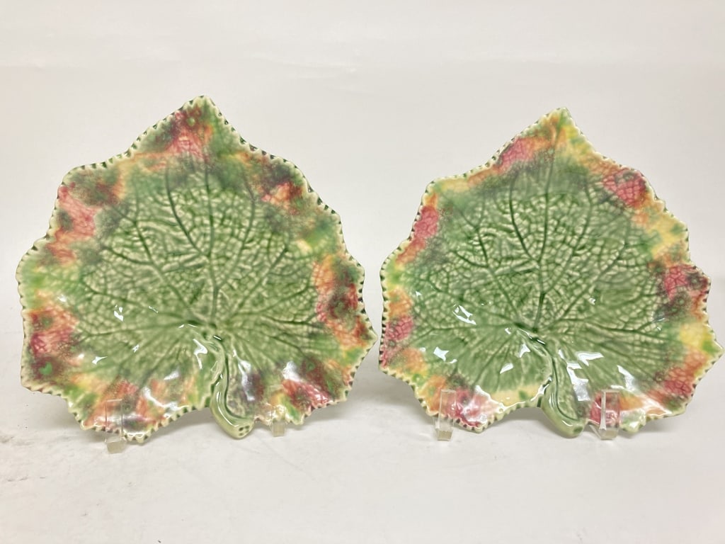 Pr. of Vintage Bordallo Pinheiro Porcelain Maple (1 of 8)