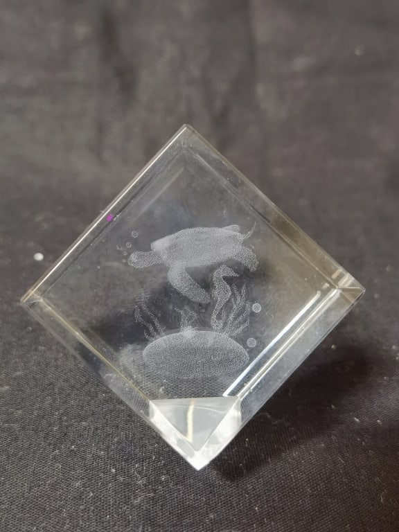 Clear Crystal 3D Cube Paperweight (1 of 3)