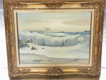 Vintage "William Hoffman" Seascape Oil Painting: Vintage "William Hoffman" Seascape Oil Painting, 28in by 32in