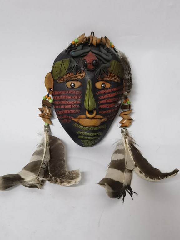 Vintage Indian Warrior Head Wall Panel (1 of 3)