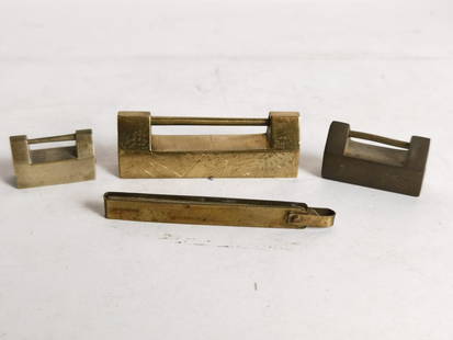 Group of Vintage Chinese Brass Locks: Group of Vintage Chinese Brass Locks, 1in by 2.75in
