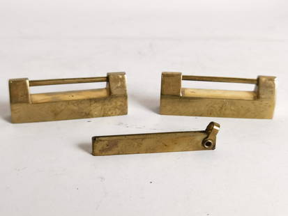 Pr. of Vintage Chinese Brass Locks: Pr. of Vintage Chinese Brass Locks, 1in by 2.75in