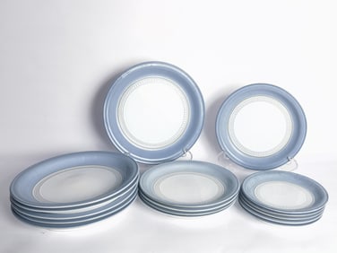 (10)Vintage Derby Blue Castile Plates