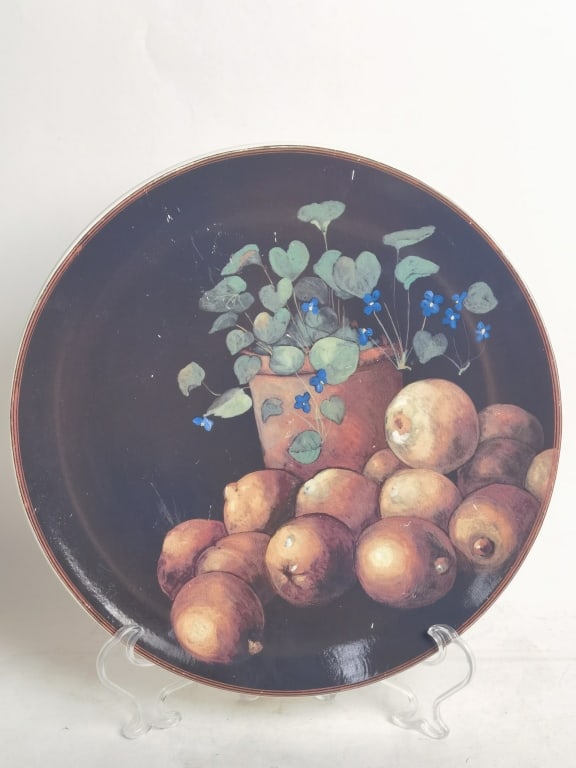 Vintage Gien France Cueillette Fruits Plate: Vintage Gien France Cueillette Fruits Plate, 12in