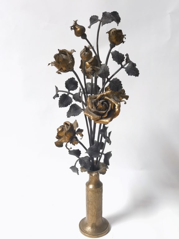 Vintage Gilt Bronze Flower Vase Decor
