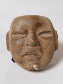 Vintage Olmec Pottery Face Decor