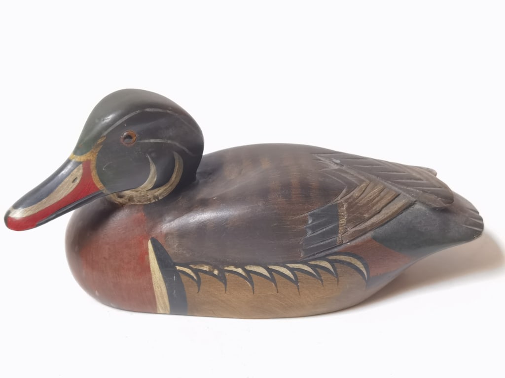 Vintage Wood Carved Hand Painted Duck Decoy (1 of 5)
