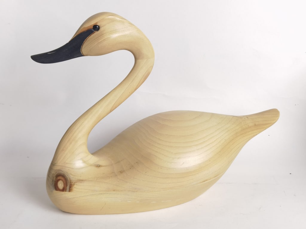 Vintage Green River Trading Co. Andy Pouch Wooden: Vintage Green River Trading Co. Andy Pouch Wooden Swan, 1993, 11.5in by 15.5in