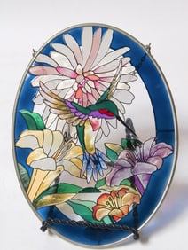 Vintage Amia Suncatchers Hummingbird/Flower Art Gl