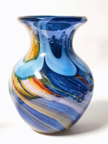 Vintage Murano Italy Multicolor Swirl Art Glass Va
