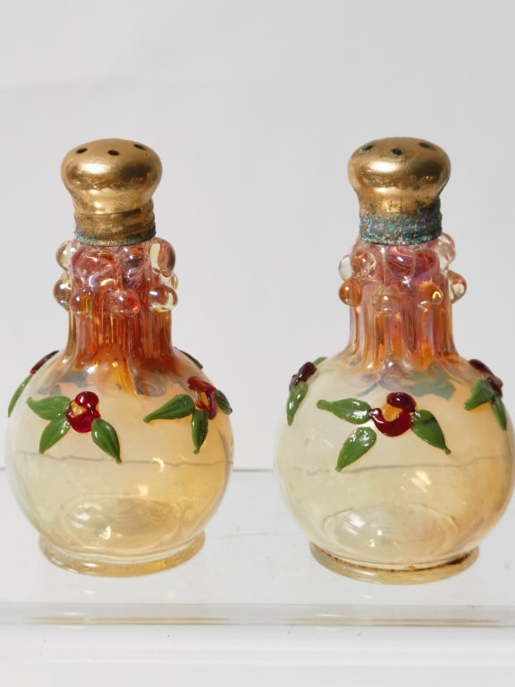 Pr. of Vintage Murano Italy Red Flower Art Glass S (1 of 3)