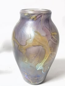 1992 Vintage Signed Iridescent Art Glass Vase