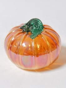 Vintage Iridescent Orange Art Glass Pumpkin