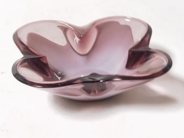Vintage Murano Style Amethyst Glass Lobed Bowl