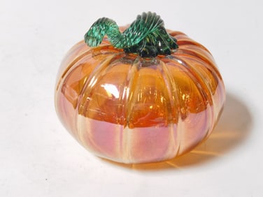 Vintage Iridescent Orange Art Glass Pumpkin