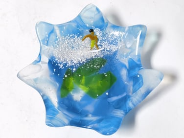 2010 Vintage Signed Malborrow #48 Art Glass Bowl