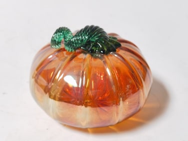 Vintage Iridescent Orange Art Glass Pumpkin