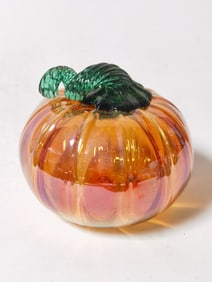 Vintage Iridescent Orange Art Glass Pumpkin