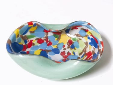 Vintage Murano Italy Splatter Art Glass Bowl