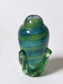 Vintage Murano Italy Green Swirl Art Glass Vase
