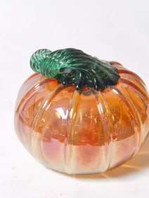 Vintage Iridescent Orange Art Glass Pumpkin