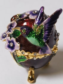Vintage Enameled Rhinestone Egg Box