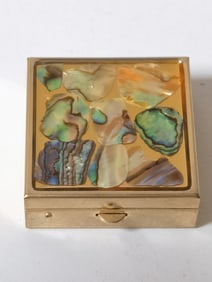 Vintage Abalone Metal Compact Box
