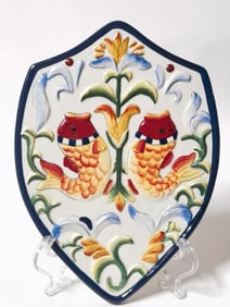 Vintage Italian Porcelain Hand Painted Wall Plaque