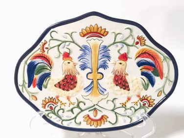Vintage Italian Porcelain Hand Painted Wall Plaque