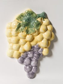 Vintage Italian Porcelain Hand Painted Grape Wall