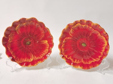 Pr. of Pier1Imports Porcelain Poppie Plates