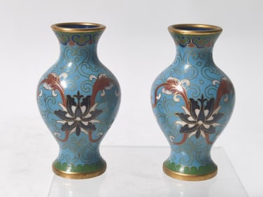 Pr. of Vintage Chinese Cloisonne Vases