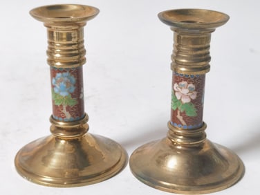 Pr. of Vintage Chinese Cloisonne Candlesticks