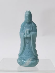 Vintage Chinese Blue Stone Carved Guanyin