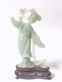 Vintage Chinese Jade Carved Maiden