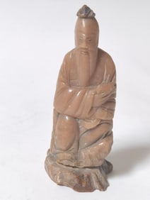 Vintage Chinese Soapstone Carved Old Man