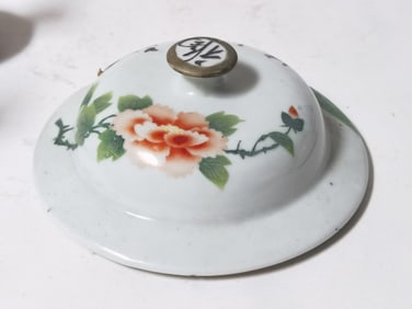 Qing Chinese Porcelain Printed Floral Jar Cover