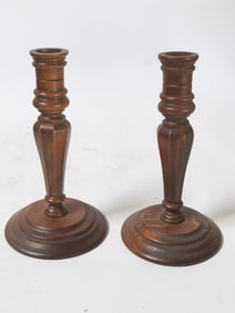 Pr. of Vintage Wood Carved Candlesticks