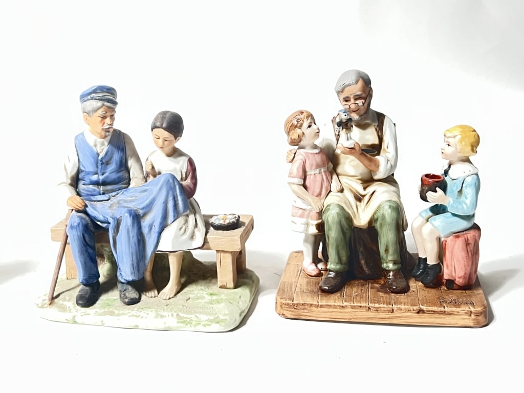 (2) Vintage Norman Rockwell Porcelain Figurines: (2) Vintage Norman Rockwell Porcelain Figurines, 5in