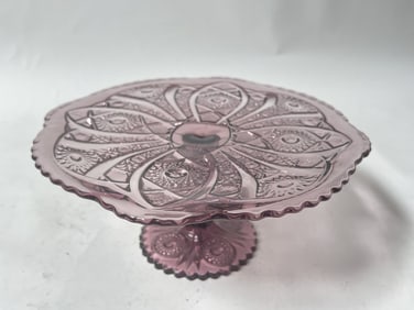 Vintage Victorian Belmont Amethyst Glass Cake Stan