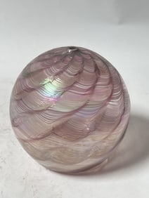 Vintage Iridescent Pink Swirl Glass Fuse Lamp