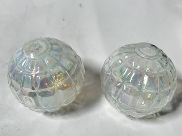 (2) Vintage Iridescent Glass Candle Holders