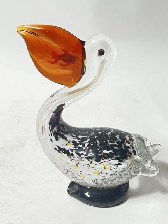 Vintage Murano Italy Art Glass Pelican: Vintage Murano Italy Art Glass Pelican, 6.75in