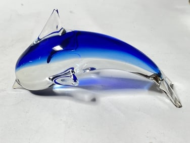 Vintage Murano Italy Blue Art Glass Fish
