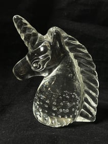 Vintage Controlled Bubble Glass Unicorn Paperweigh