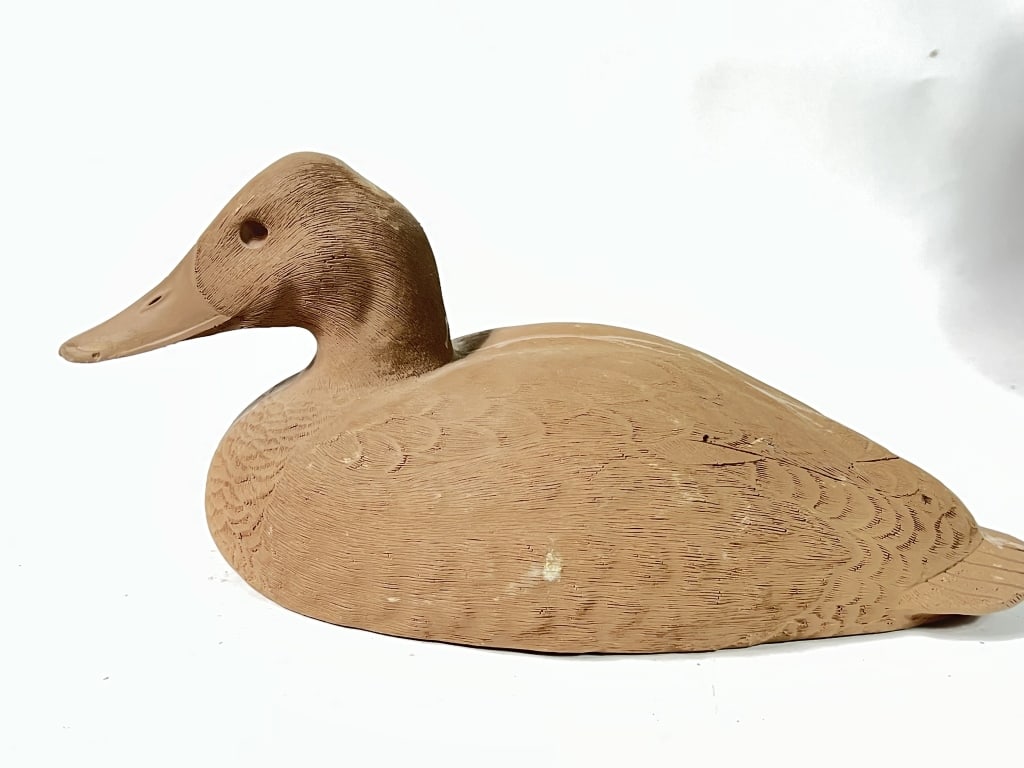 Vintage Joe Perello Wood Duck Decoy: Vintage Joe Perello Wood Duck Decoy, 6in by 13.25in