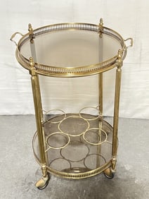 Vintage France Mid-Century Round Chrome Drink Cart