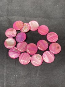 Group of Pink Mother-of-Pearl Round Flat Beads