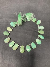 Group of Green Faceted Teardrop Beads