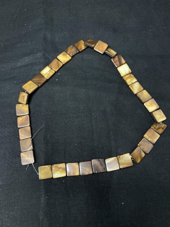 Group of Brown Mother-of-Pearl Square Flat Beads: Group of Brown Mother-of-Pearl Square Flat Beads, 3/8in